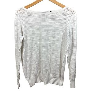 Theory White Kristaly Dream Open Knit Sweater